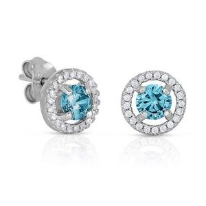 .925 STERLING SILVER MARCH CZ BIRTHSTONE EARRING